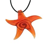 Orange Starfish Murano Glass Necklace Pendant