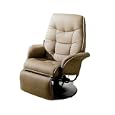 Modern Style Taught Pulled Bone Leatherette Fabric Cushion Swivel Recliner With Tilt Back Function