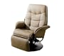 Modern Style Taught Pulled Bone Leatherette Fabric Cushion Swivel Recliner with Tilt Back Function