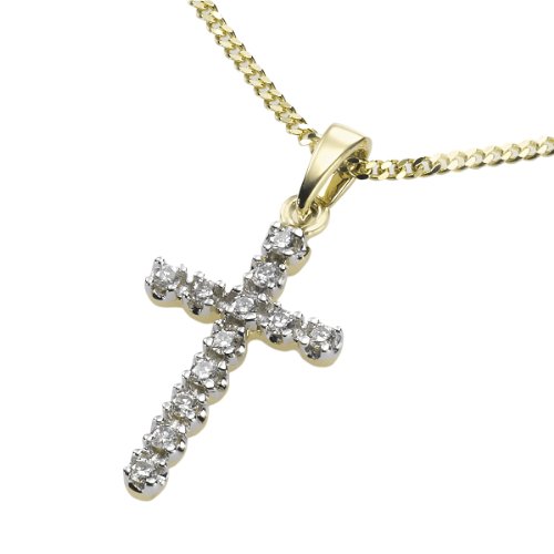 Diamonds by Ellen K. - Kreuzanh&auml;nger mit Kette 585/- Gelbgold 45/42cm 12 Diamanten 0,12 Ka Preisvergleich