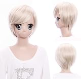 Cosplayland C883 - 26cm light blonde straight short hair wig heat resistant for e.g. Starry Sky