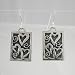 Cute Rectanglular Heart Dangle Earrings in Sterling Silver, #9221