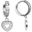 Sterling Silver CZ Sweetheart Huggy Earrings