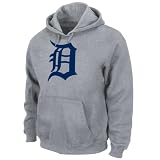 MLB Men's Detroit Tigers Suede Tek Long Sleeve Hooded Fleece Pullover (Steel Heather, Large)