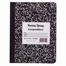 ROA77333 Composition Book,Square Design,8-1 2x7,48 Sheets,Black by Roaring Spring