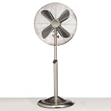 Deco Breeze Brushed Stainless Steel Floor Standing Fan with Nickel Finish