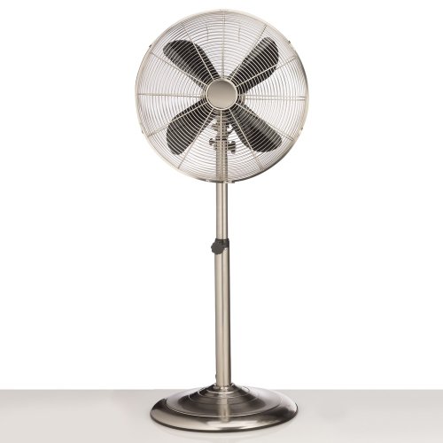 Deco Breeze Brushed Stainless Steel Floor Standing Fan with Nickel Finish