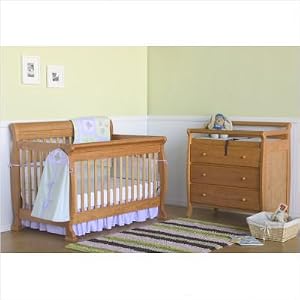 Kalani 4-in-1 Convertible Crib Nursery Set in Honey Oak