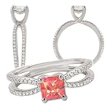 18k Chatham 5.5mm princess cut padparadscha orange sapphire color #3 engagement ring with split shank