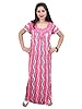 Indiatrendzs Women's Hosiery Cotton Nighty Pink Leave Print Nightwear Maxi