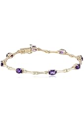 10k Yellow Gold Gemstone Bamboo Bracelet