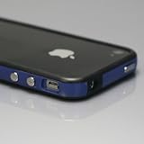 i-Beans 「全60色」iPhone 4　Mixed Plastic(Soft+Hard)　Bumper Case　信号守るシリコン+ブラスチック　バンパー　保護液晶フィルム　USB充電ケーブル付　BLU/BLK(371-57)
