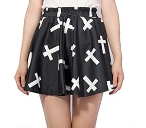 TKDR Fashion Pleated Skirt Cross Black