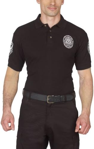 Security Polo Shirt Deluxe 100% Cotton Pre-shrunk Black with White Letters (M)