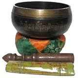 Exquisite 6 Inch Tibetan Singing Bowl Made in Nepal with Striker, Cushion & a...