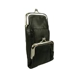 Womens Leather Cigarette and Lighter Case with Twist Clasp in Choice of Colors (Black w/ Silver Clasp X-LG)