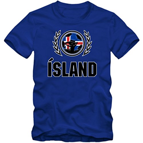 Island EM 2016 #2 T-Shirt | Fußball | Herren Fanshirt | Trikot | Nationalmannschaft | S-5XL, Farbe:Blau (Royalblue L190);Größe:3XL