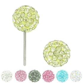 1 Pair Disco Ball Crystal Shamballa Stud Earrings 7 Colours From KurtzyTM 8mm - Gold