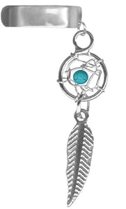 *Ear Cuff-One Tiny Turquoise Dream Catcher Cartilage Cuff Earring-Non Pierced