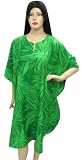 Erotic Green Self Print Kaftan Plus Size Lounging Tunic Cover Up