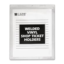 C-Line Vinyl Shop Ticket Holder for 9 x 12 Inch Insert with Clear Sides 50 Count (80912)
