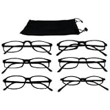 Reading Glasses-Lot Of 6-Black Plastic Frame-FREE Case+1.00