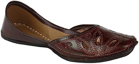 SaashiWear Womens Traditional handcrafted Indian Punjabi Flats Pumps Shoe Flip Flop Slip on Jutti Mojari Khussa