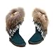 IVG Women's Winter Boots, Indian Style Real Leather Snow Boots Fox Fur