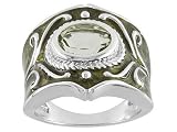 1.27CT PRASIOLITE AND GREEN RESIN STERLING SILVER RING