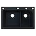 Transolid RTDJ3322-09-CAEF Radius Granite 4-Hole Drop-in Double-Bowl Kitchen Sink, 33-in x 22-In x 9-in, Black