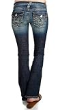 Plastic by Gly Jeans Boot Cut Distressed Denim W/ Pocket Design (1229C) - Medium Wash