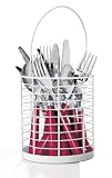 Moda Concept 1511rd 16 Piece Stainless Steel Flatware Set with White Steel Caddy Red