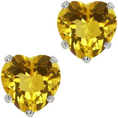 4 Ct Canary Diamond Swarovski Elements Heart Shaped Stud Earrings Set in 925 Sterling Silver