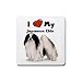 I Love My Japanese Chin Rubber Square Coaster (4 pack)