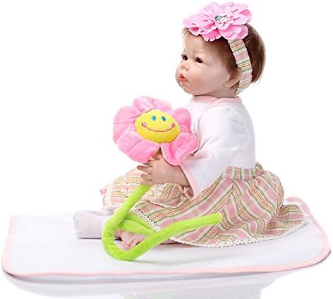 22'' Handmade Realistic baby Lifelike Baby Girl Doll Silicone Vinyl Reborn Newborn Dolls Mohair Wig
