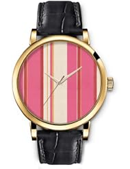 SPRAWL Aanalog Fashion Series Gold Ladies Watches of Genuine Black Leather Strap,Unique Wrist Watch for Women Girls Designed with Roses and coffee bars