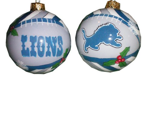 Detroit Lions Hand Painted Glass Ball Ornament