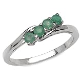 0.30 Carat Genuine Emerald Round Silver Ring