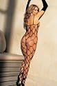 Shirley of Hollywood Big Open Diamond Patterned Fishnet Bodystocking Black