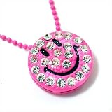 ICED PINK Smiley Face BLING Charm Necklace