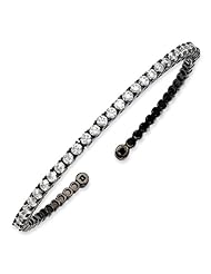 Sterling Silver Black Plated With Cz Cuff Bracelet, Best Quality Free Gift Box Satisfaction Guaranteed