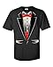 fresh tees Unisex Tuxedo Shirt with Red Bowtie | Funny T-Shirts for Women/Men (Medium, Black)
