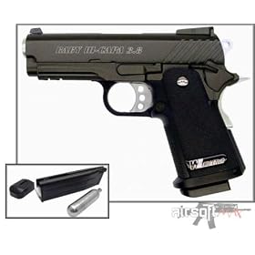 WE Baby Hi-Capa 3.8 V2 Full Metal 1911 Semi Auto Gas/CO2 Blowback Airsoft Pistol-Black