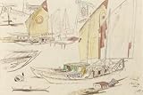 IMAGE OF Hand Made Oil Reproduction - Edward Lear - 32 x 22 inches - Studies Of Sailing Barges, Venice