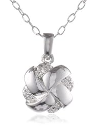 Bronze and Simulated Diamond Woven Knot Pendant Necklace, 18"