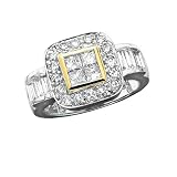 14K Two Tone Gold 1 1/4 ct. Princess Cut Diamond Fashion Ring