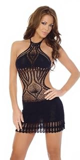 Sexy Crochet Cut Out Mini Dress - Medium/Large