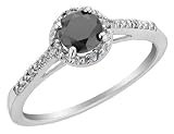 White and Black Diamond Ring 1/2 Carat (ctw) in 10K White Gold