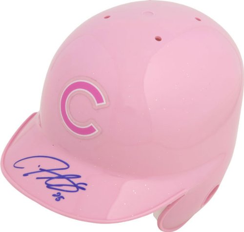 Derrek Lee Chicago Cubs Autographed Riddell Pink Mini Helmet