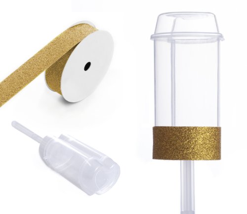 Dress My Cupcake DMC91917 Heart Shaped Clear Push Pops 100-Pack Plastic Containers with Lid DIY Kit, Gold Glitter